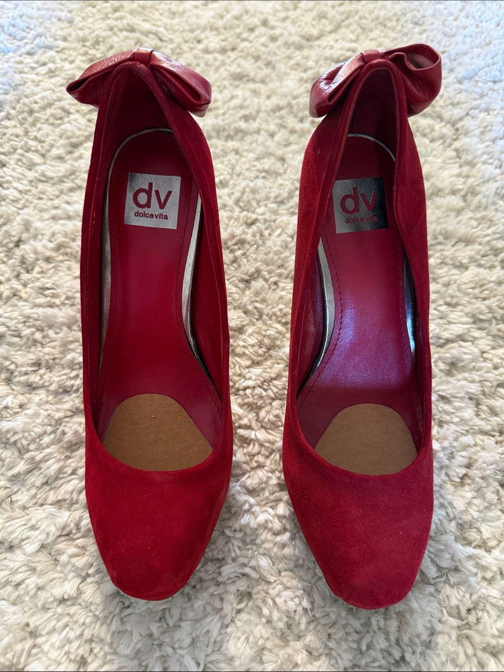 Dolce Vita Red Suede Bow-Accent Pumps